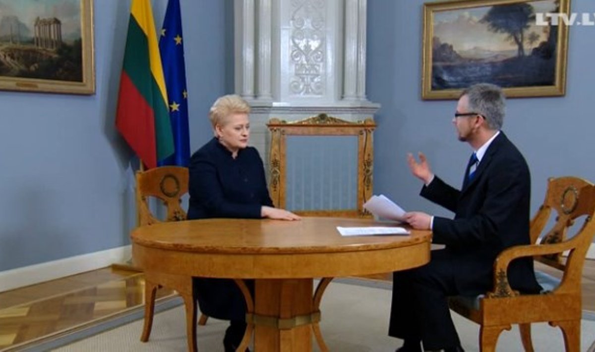 President Dalia Grybauskaitė interviewed by Gundars Reders. LTV screenshot