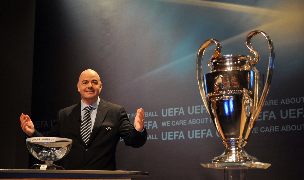 UEFA generalinis sekretorius Gianni Infantino per Čempionų lygos burtus