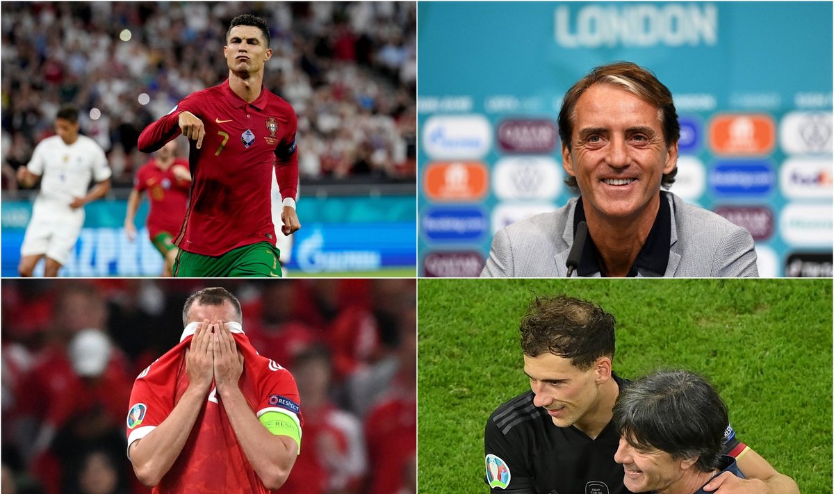 Cristiano Ronaldo, Roberto Mancini, Artiomas Dziuba, Leonas Goretzka, Joachimas Lowas
