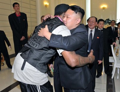 Kim Jong Unas (Kim Čen Unas) ir Dennis Rodmanas
