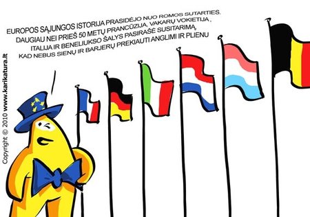 Europos Sąjungos istorija prasidėjo prieš daugiau nei prieš 50 metų, kada Prancūzija, Vakarų Vokietija, Italija ir Beneliukso šalys sutarė, kad prekiauti anglimi ir plienu nebus jokių kliūčių. Vėliau prie sąjungos jungėsi vis daugiau šalių, neliko kliūčių visai prekybai, paslaugoms, žmonių judėjimui. Lietuva prie ES prisijungė 2004 m. 