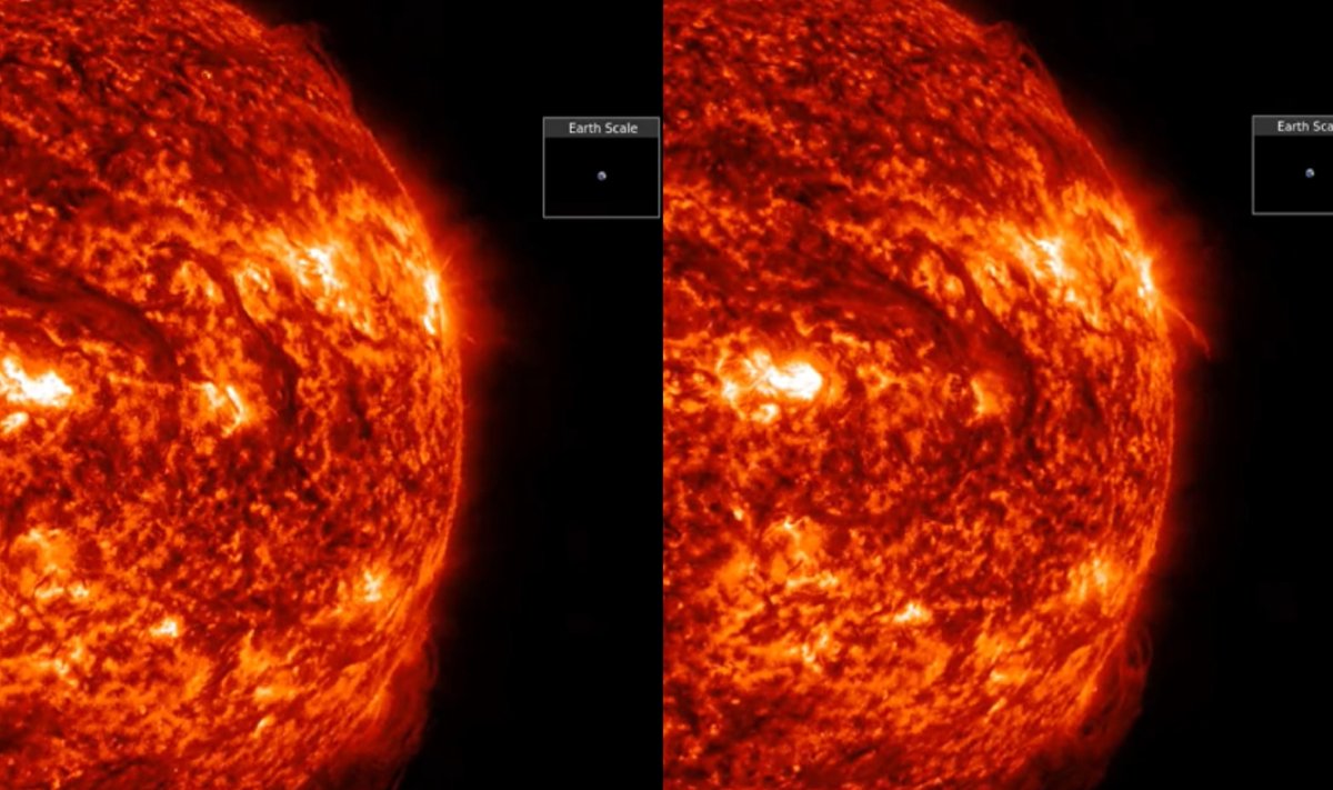 Saulės plazmos pliūpsnis. Helioviewer.org/K. Strong/NASA/SDO/ X nuotr.