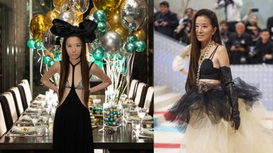 74-erių dizainerė Vera Wang ir toliau stebina drąsa: šventiniame įvaizdyje – vos pridengta krūtinė