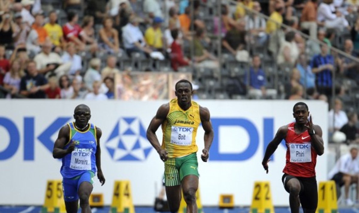 Priekyje Jamaikos sprinteris Usainas Boltas