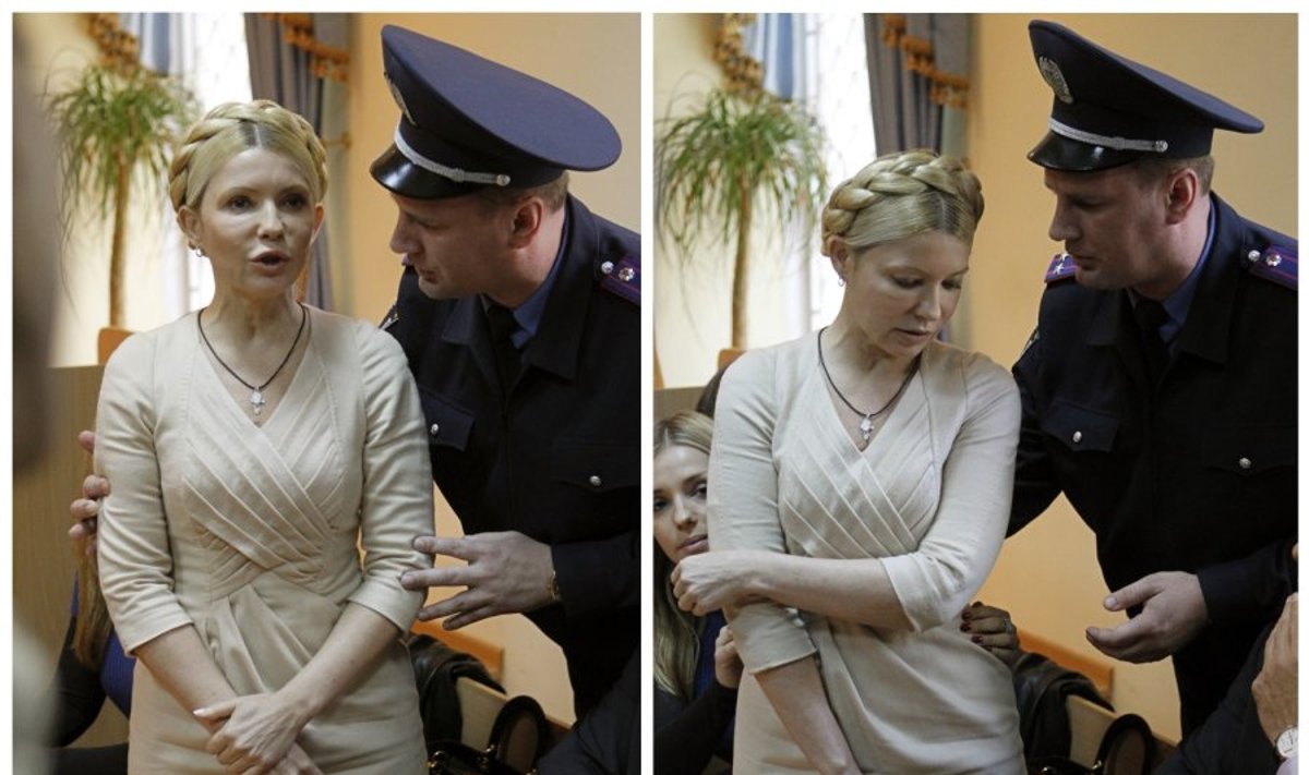 Šimtai J.Tymošenko šalininkų išėjo į Kijevo gatves po nuosprendžio