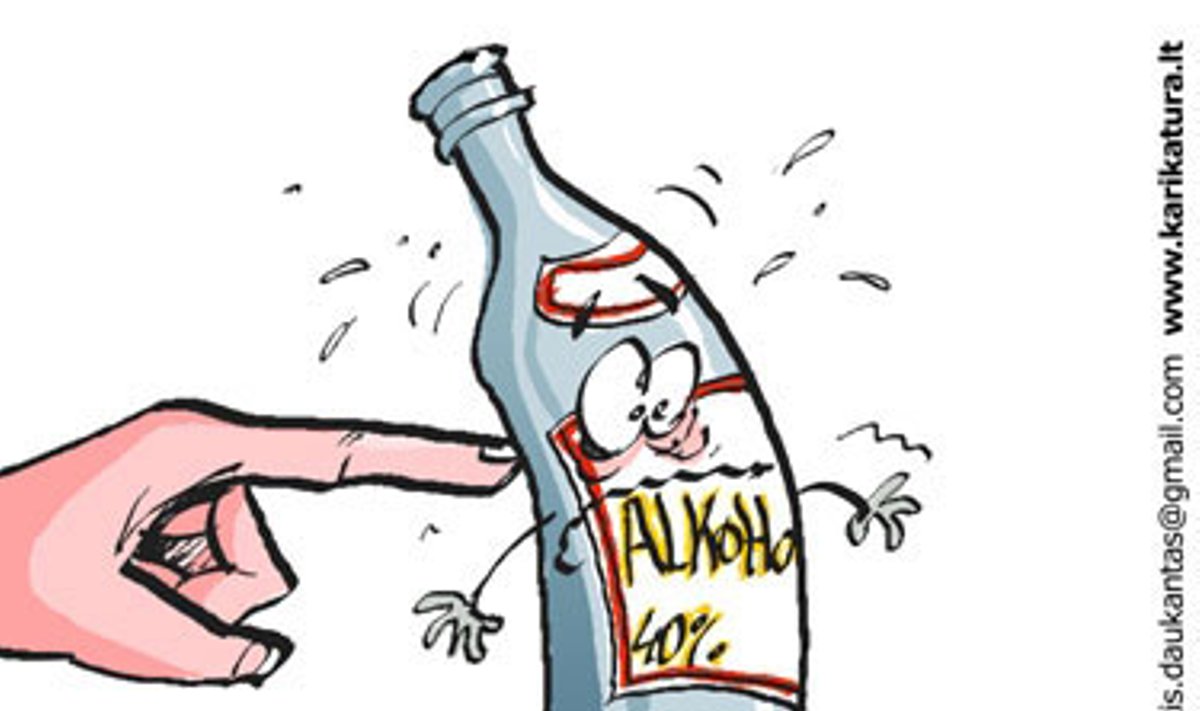 Kova su alkoholiu, karikatūra