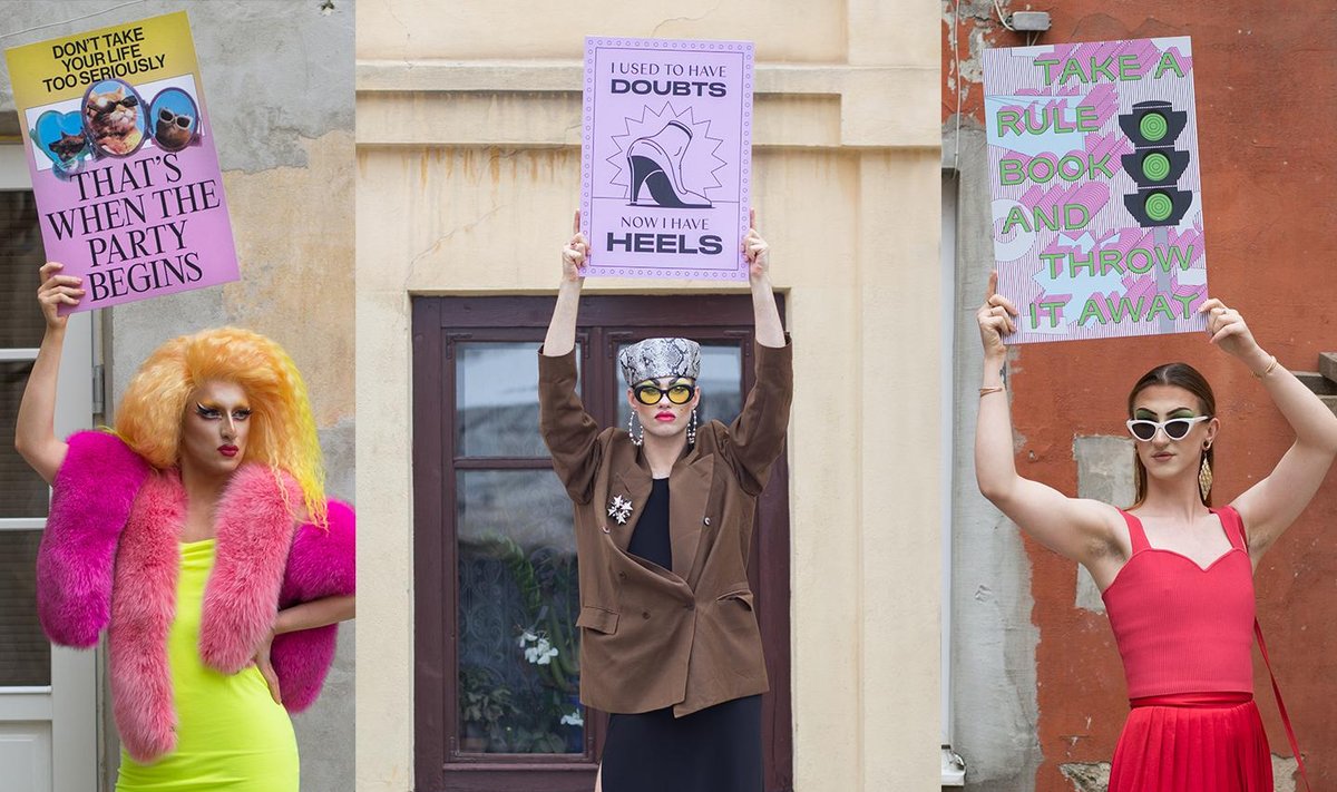 "Queer" kūrėjai į gatvės išėjo su plakatais