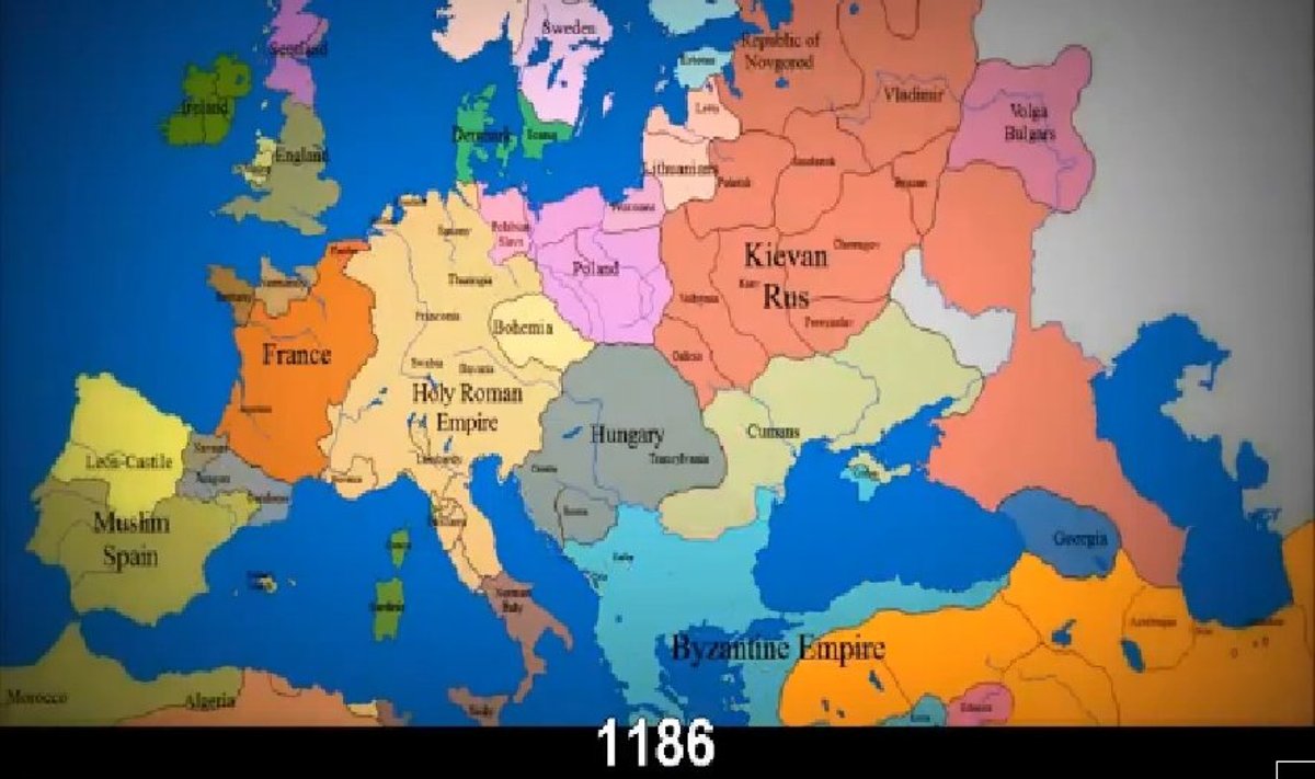Kaip per tūkstantmetį keitėsi Europos valstybių sienos 