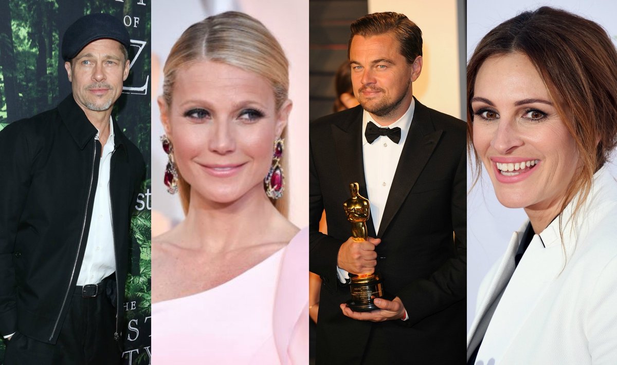 Bradas Pittas, Gvyneth Paltrow, Leonardo DiCaprio, Julia Roberts