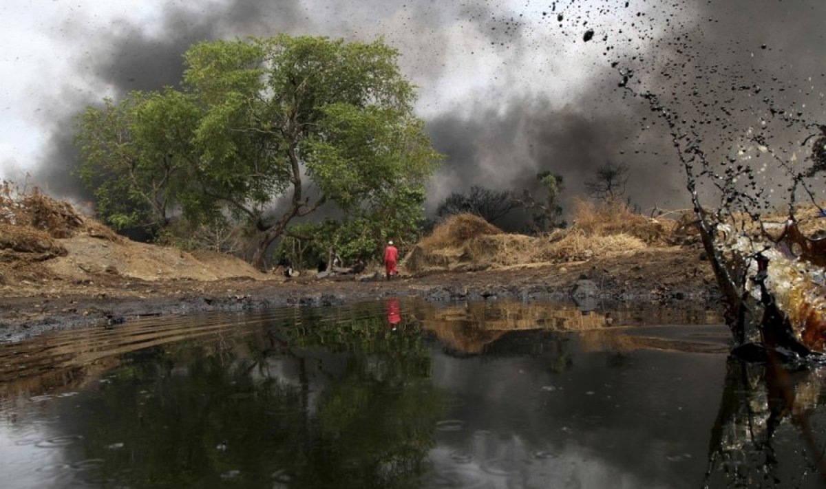 Nigerijoje naftos kompanijos užteršė apie 1000 kvadratinių kilometrų plotą ir tarptautiniuose teismuose stengiasi teisėjus įtikinti, jog jos - nekaltos