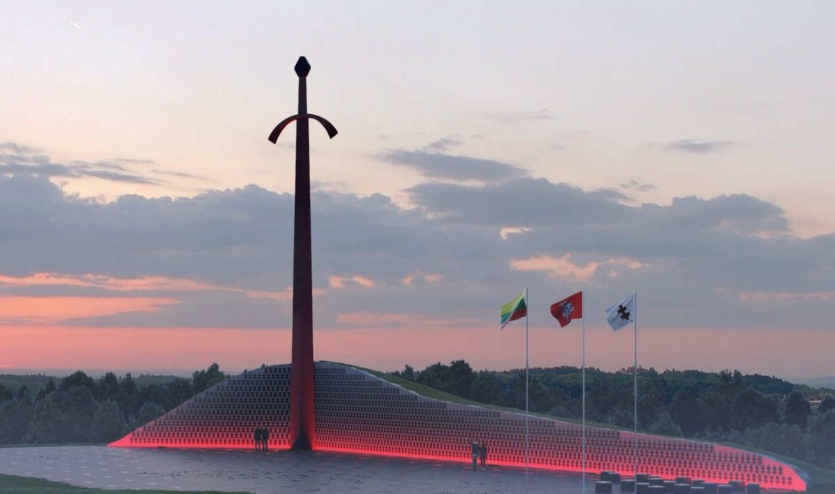 Kryžkalnyje atidengiamas monumentas Lietuvos partizanams. Lietuvos laisvės kovos sąjūdžio archyvo nuotr.