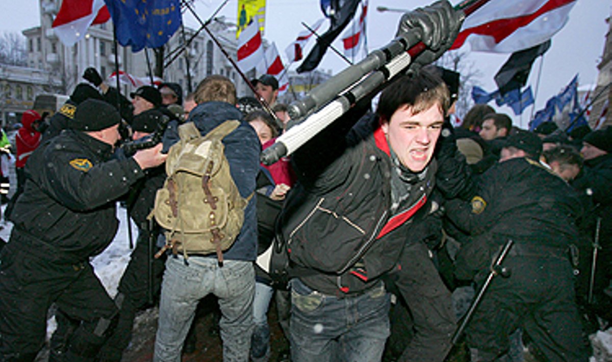 Minskas, mitinguotojų išvaikymas