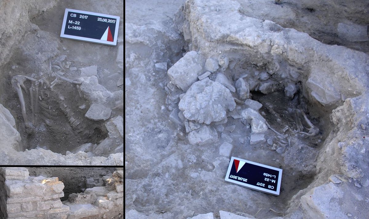 Archeologai aptiko žmogaus ir šuns skeletus. Jie žuvo po didžiulio cunamio. Vasif Şahoğlu nuotr.