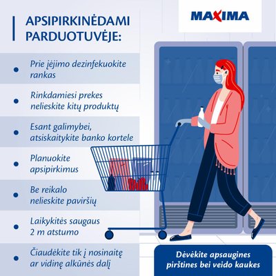 „Maxima“ primena, kaip saugiai apsipirkti parduotuvėje