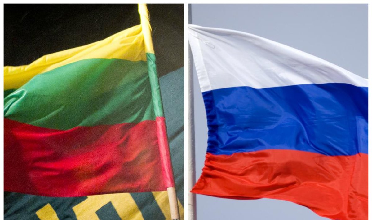 Lithuanian and Russia's Federation flags