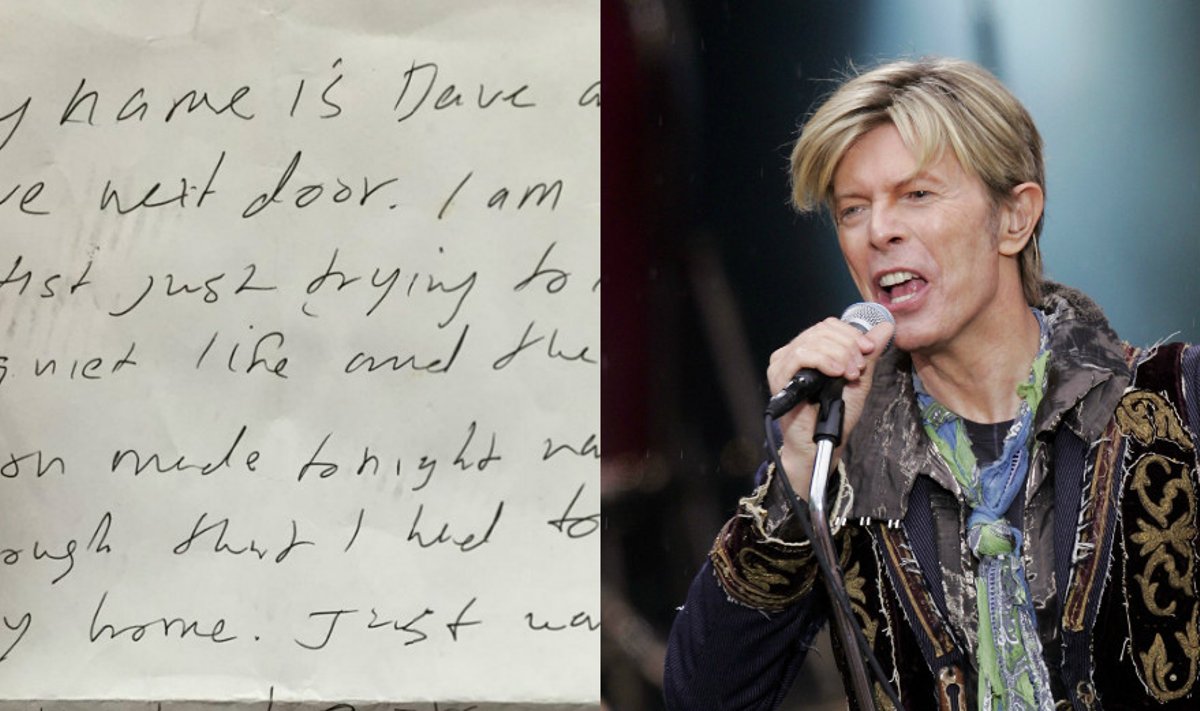 Davidas Bowie ir jo rašytas raštelis