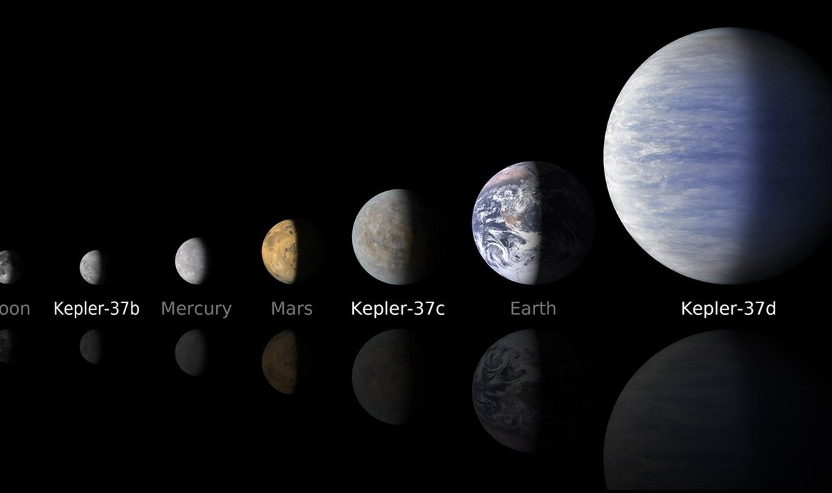 Egzoplanetų dydžių palyginimai