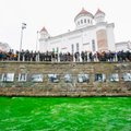 Vilnius greens river for St Patrick's Day