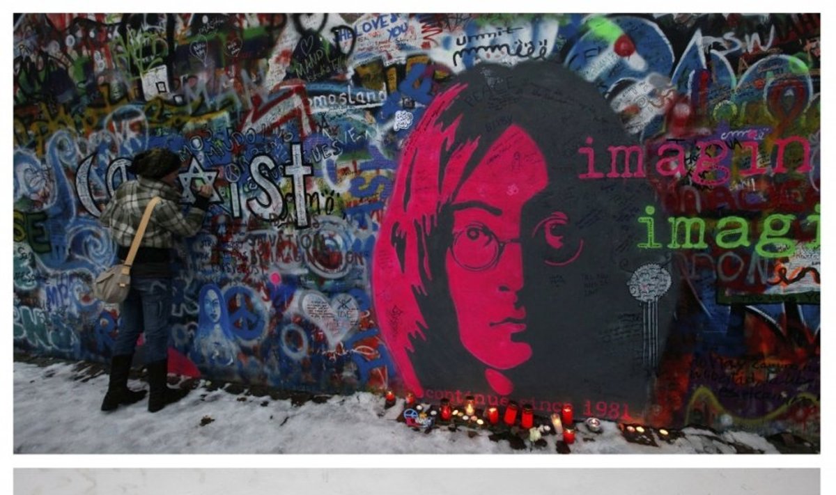 Prahoje baltai uždažyta garsioji J. Lennono siena