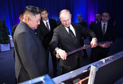 Kim Jong Unas ir Vladimiras Putinas 2019 m.