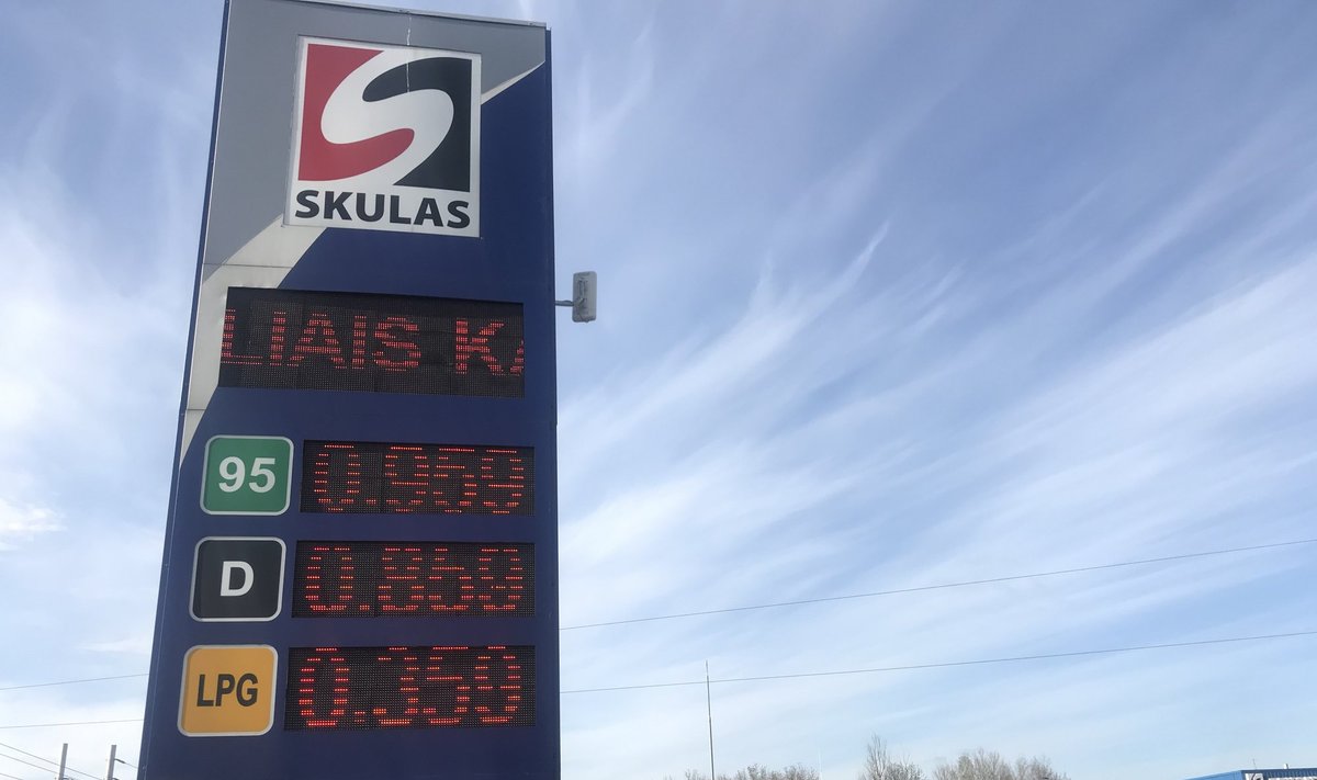 Kuro kainos Kaune, bendrovės „Skulas“ degalinėje