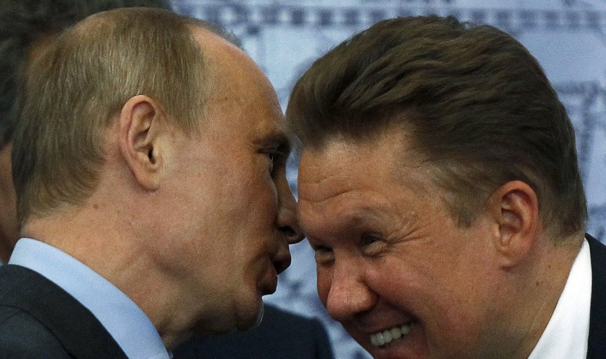 Rusijos prezidentas Vladimiras Putinas ir „Gazprom“ vadovas Aleksejus Mileris