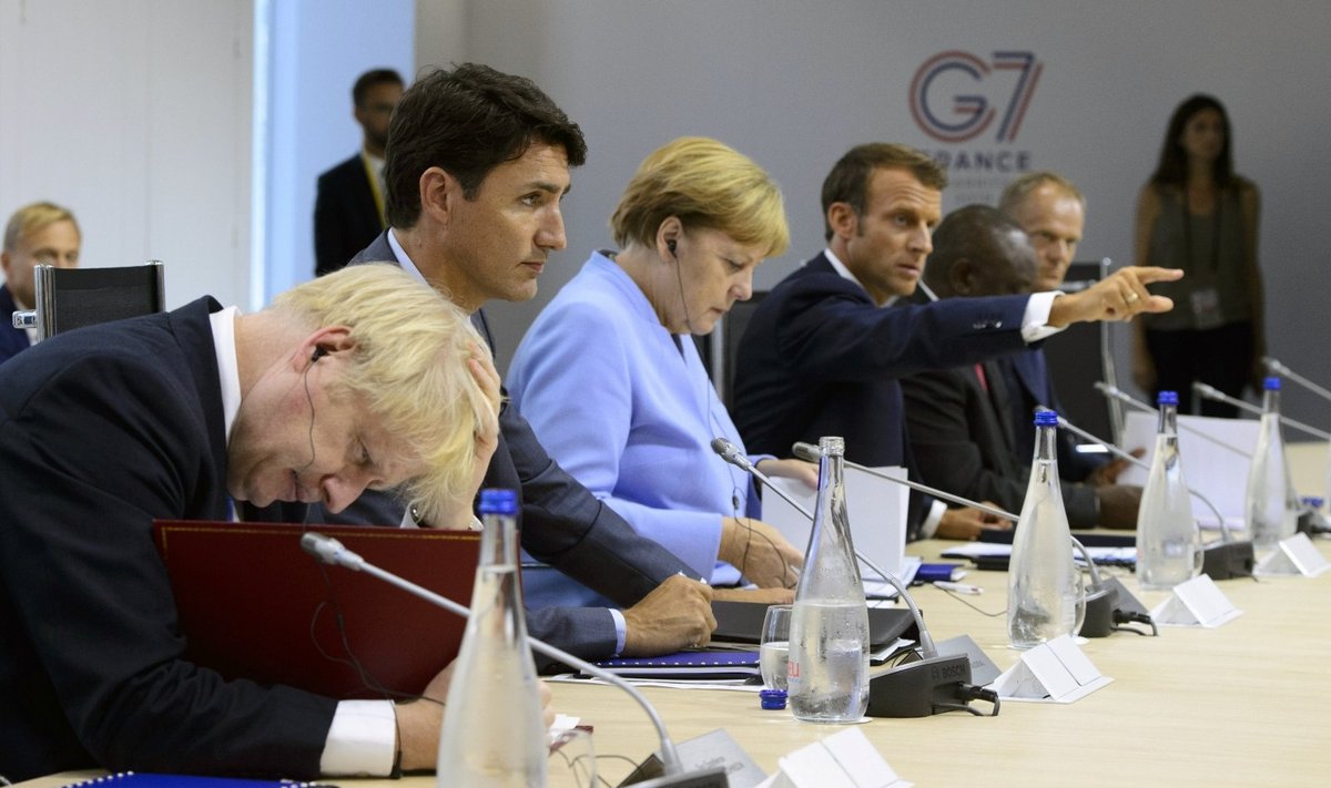 Borisas Johnsonas, Justinas Trudeau, Angela Merkel, Emmanuelis Macronas
