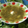 Rūgštynių-špinatų sriuba su šafranu pagardintu faršu