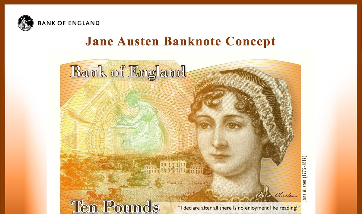 10 svarų kupiūra su Jane Austen