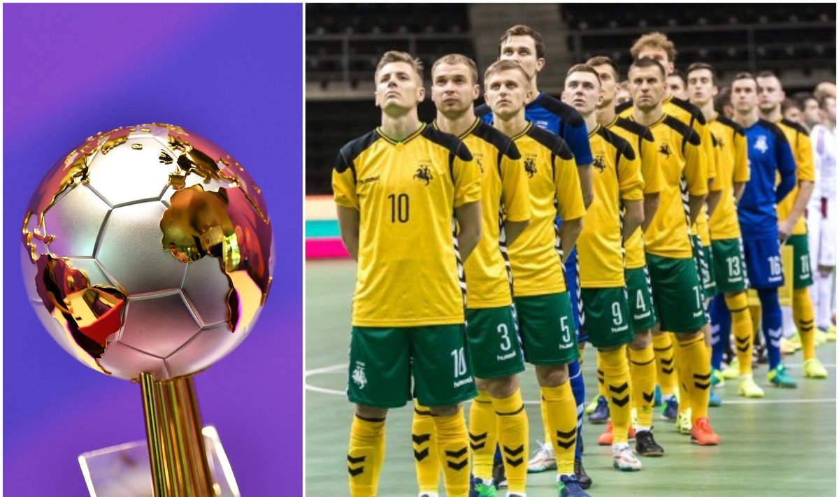 Pasaulio čempionato trofėjus, Lietuvos salės futbolo rinktinė (Foto: Twitter ir LFF)