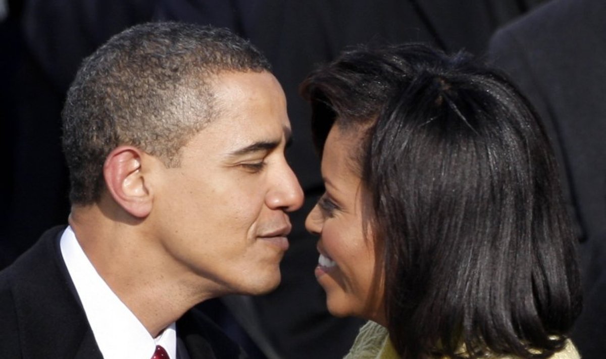 Barackas Obama kartu su žmona Michelle per prezidento inauguraciją Vašingtone