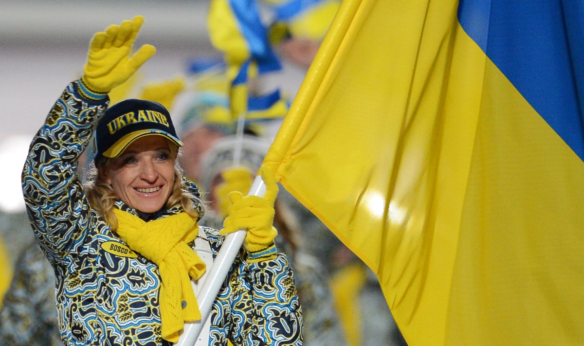 Valentina Ševčenko su Ukrainos vėliava