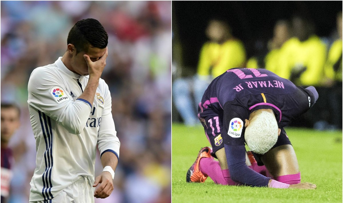 Cristiano Ronaldo (kairėje) ir Neymaras (AP ir AFP nuotr.)