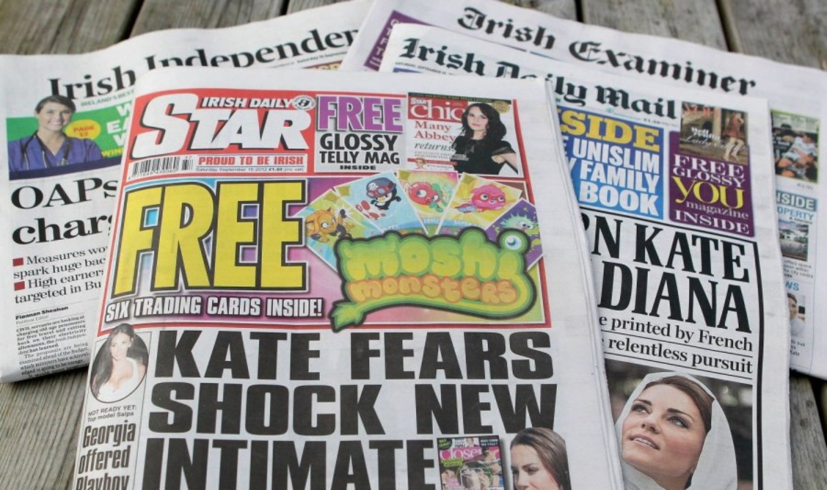 Laikraštis "Irish Daily Star" su pusnuogės Catherine Middleton nuotraukomis