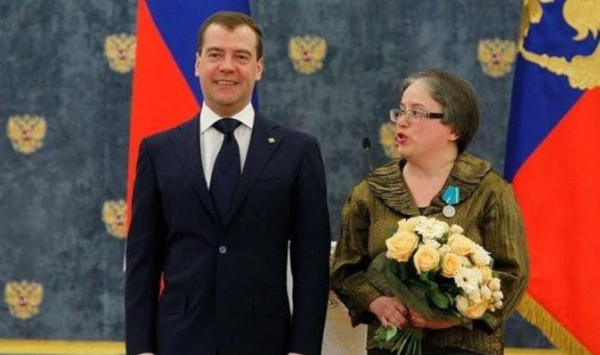 One of the members of Centre for Research and Defense of Fundamental Rights, teacher Ela Kanaite, received the award from Russian president Dmitry Medvedev in 2012. PHOTO State Security Department