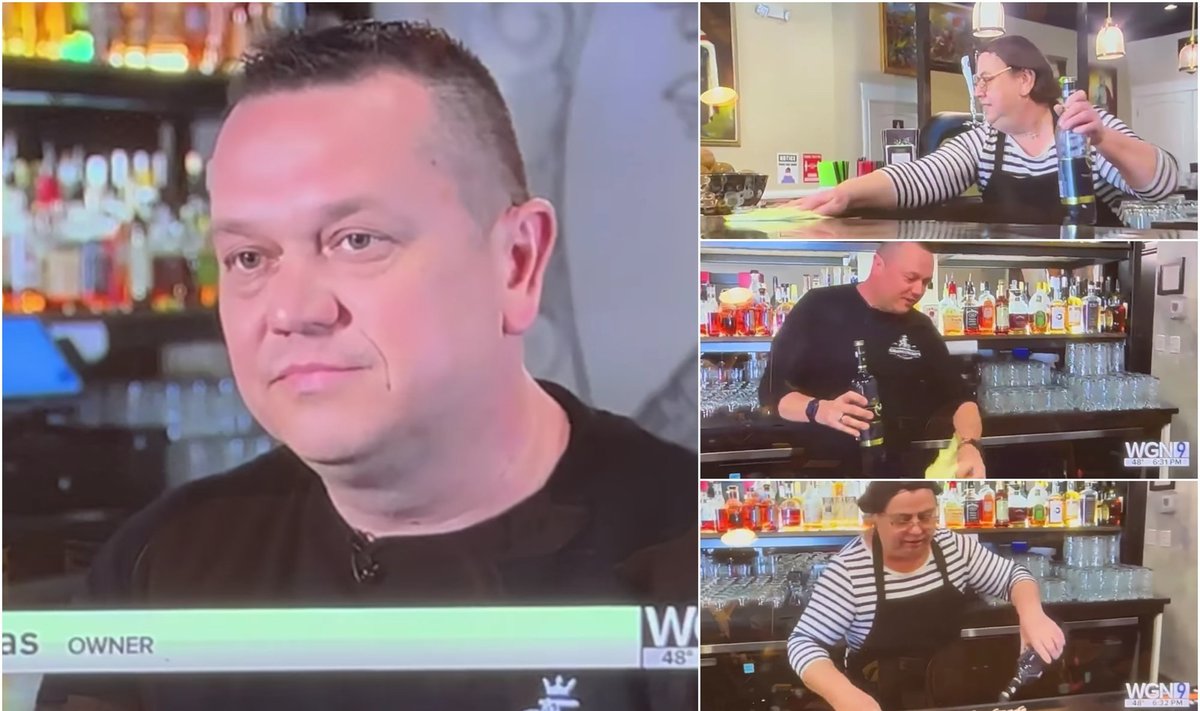 Lietuvių restoranas šalina rusiškus gėrimus / Foto: WGN-TV stopkadrai