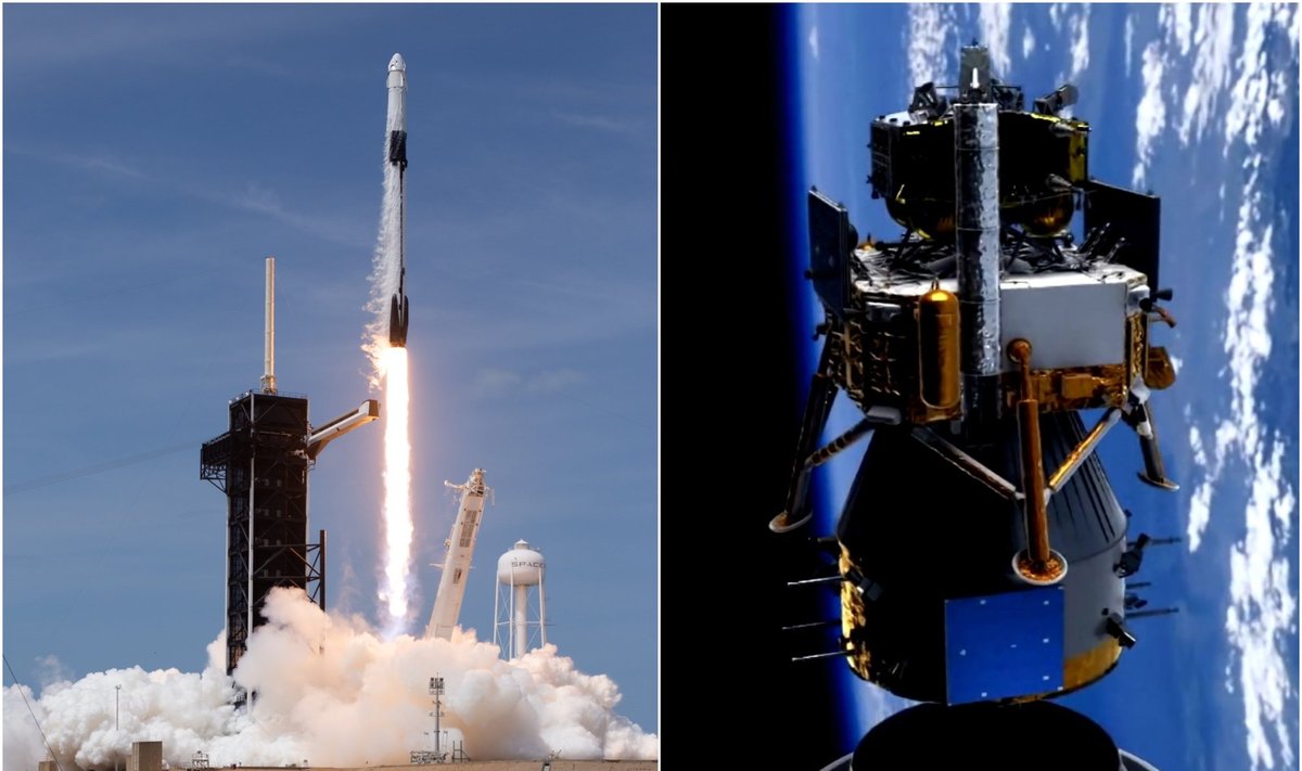 Falcon 9 raketa ir Kinijos Chang'e 5 modulis. NASA/CNS nuotr.