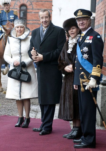 Estijos pirmoji ledi Evelin Ilves ir prezidentas Toomas Henrikas Ilvesas, Švedijos karalienė Silvia ir karalius Carlas Gustafas 