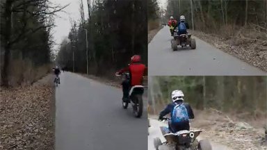 Šokiravo motociklininkų savivalė: be numerių nusprendė pasivažinėti pėsčiųjų takais