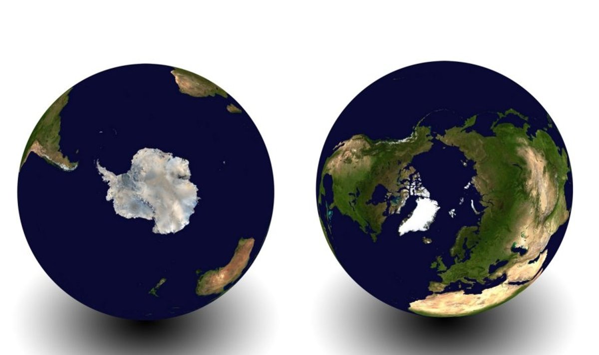 Du ašigaliai, Šiaurės ir Pietų, yra skirtingose planetos pusėse ir pasižymi skirtingais bruožais