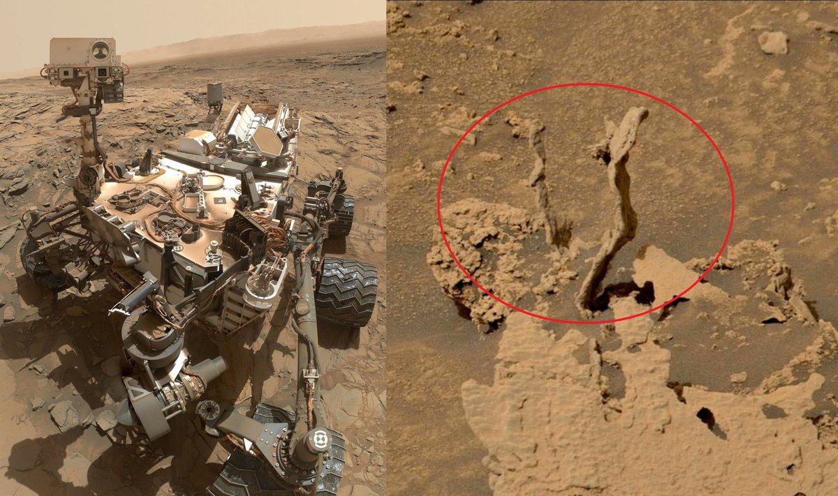 Marsaeigis Curiosity aptiko intriguojančias struktūras. 