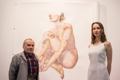 Mindaugas Skudutis, Julija Skudutytė, akvarelių paroda „Už kulisų“ Pamėnkalnio galerijoje ( Federico Proietta nuotr.)