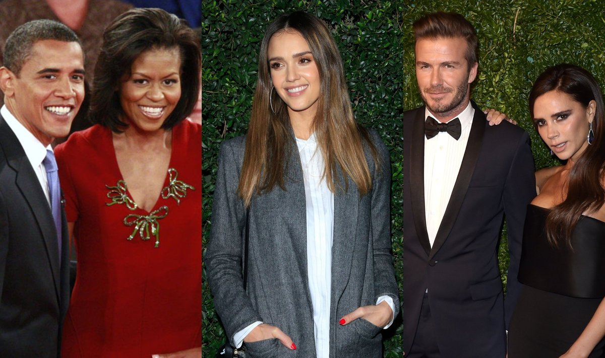 Barackas ir Michelle Obamos, Jessica Alba, Beckhamai