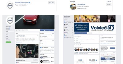 Oficialaus „Volvo“ feisbuko puslapio ir grupės pavyzdžiai