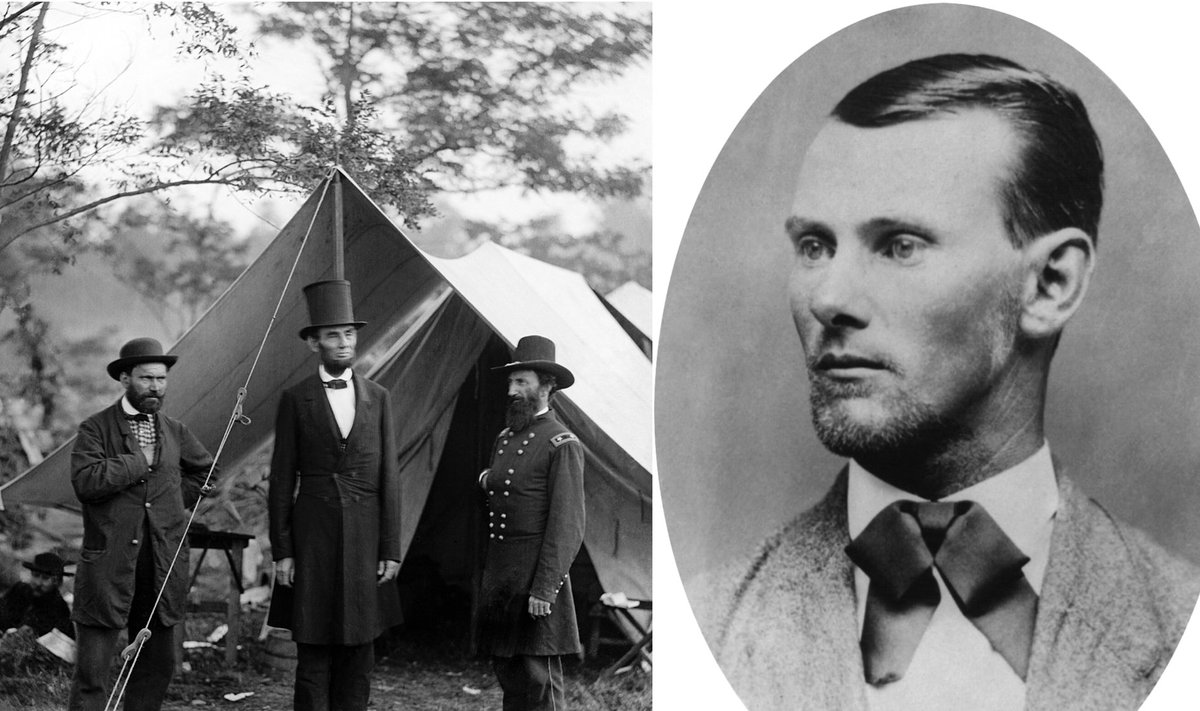 A. Pinkertonas (kairėje) su prezidentu A. Lincolnu ir jankių generolu Johnu A. McClernandu / J. Jamesas