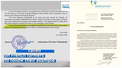 Kairėje – suklastotas dokumentas, dešinėje – tikras Ukrainos ambasadoriaus pasirašytas laiškas