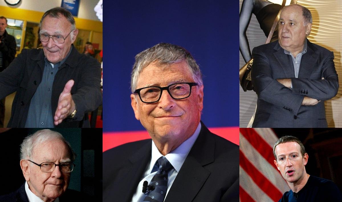 Ingvaras Kampradas, Warren Buffet, Bill Gates, Amancio Ortega  ir Mark Zuckerberg