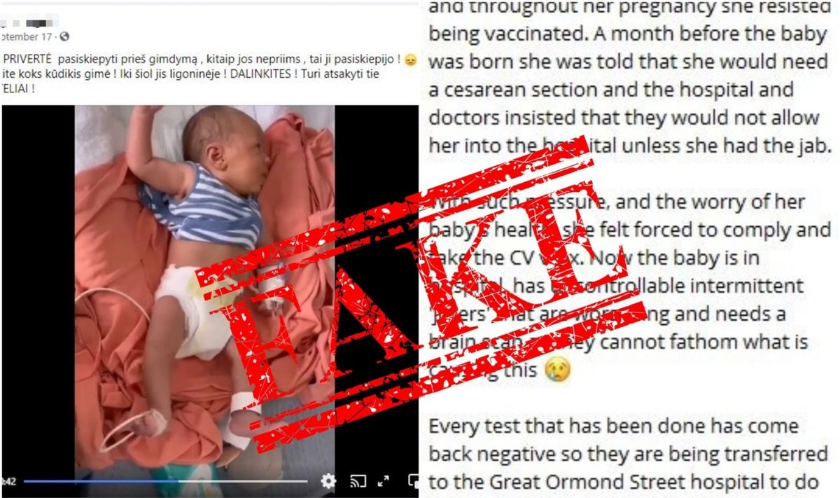 Vakcinų poveikis melagingai siejamas su kūdikio sveikatos sutrikimu
