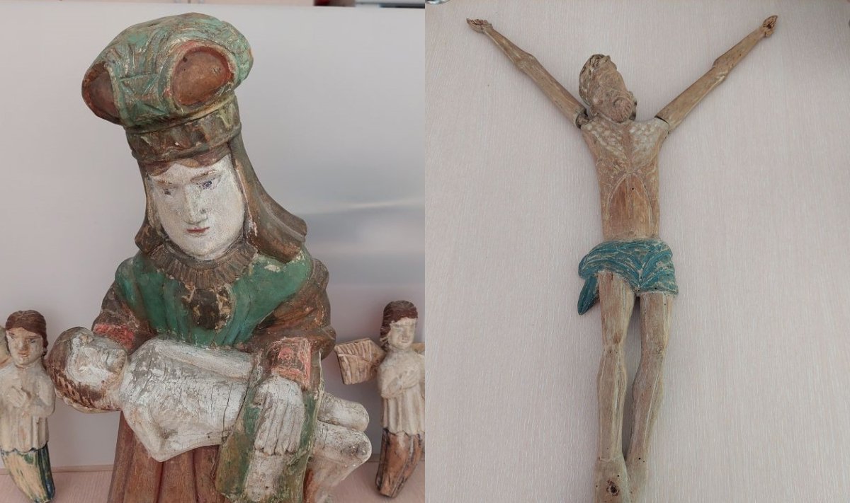 Skulptūrėlės "Pieta", "Nukryžiuotasis" (Mažeikių muziejaus nuotr. / DELFI montažas)
