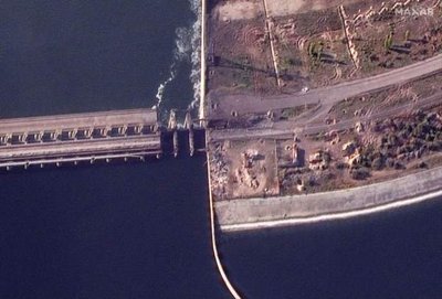 Satelitinė nuotrauka Kachovkos (Maxar Technologie / BBC nuotr.)